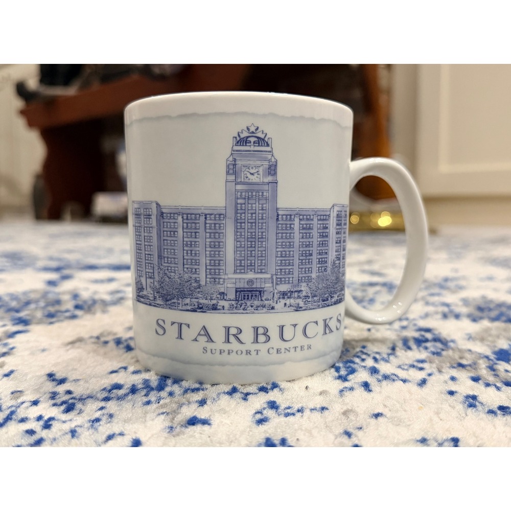 Starbucks Support Center Seattle Headquarters 18oz Coffee Mug 2006 Blue White
